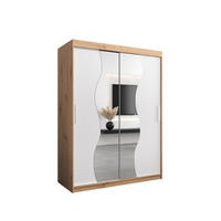 SCHWEBETÜRENSCHRANK 200/150/62 2-türig - Silberfarben/Weiß, Holz/Kunststoff (150/200/62cm) - MÖBEL KRYSPOL