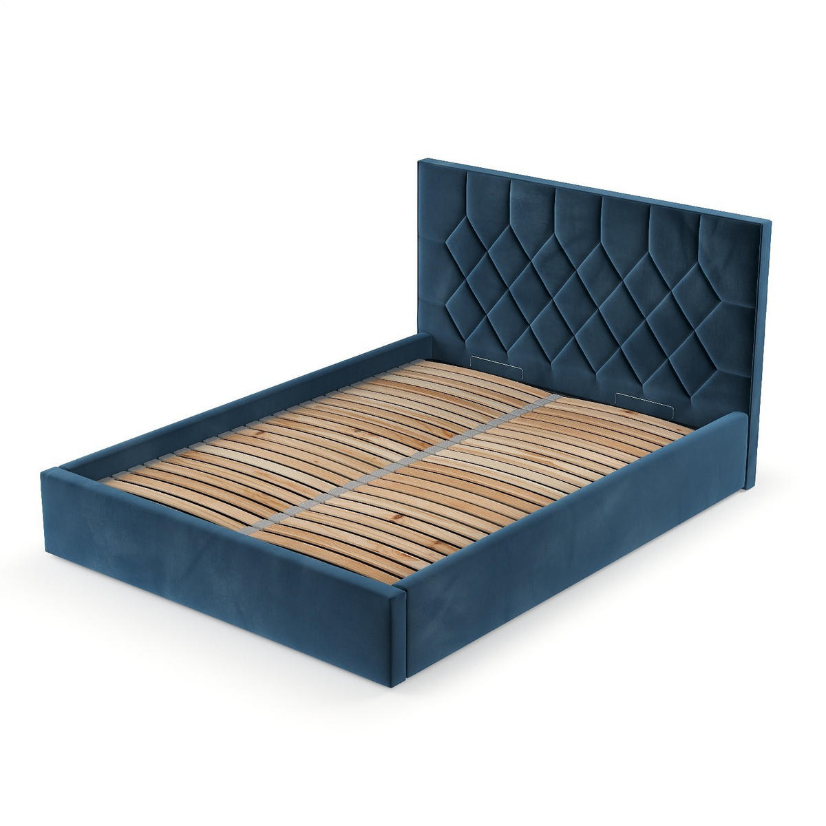 POLSTERBETT Brisa 180/200 cm Dunkelblau im Kronos Stoff - Schwarz/Naturfarben, Holz/Holzwerkstoff (180/200cm) - AltaBeds
