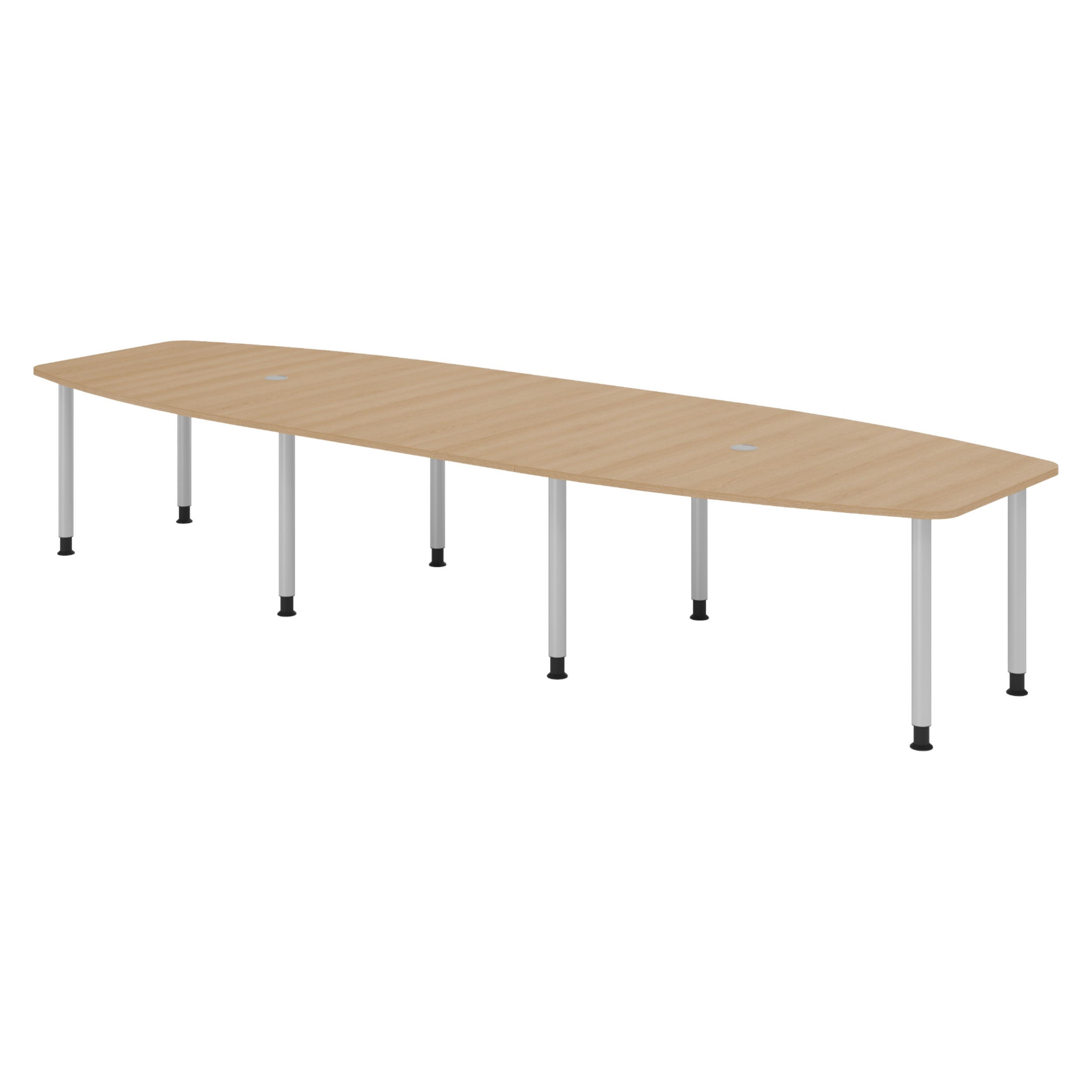 KONFERENZTISCH groß KT40 130/400/74 cm in Eichefarben/Füße in Silberfarben - Eichefarben/Silberfarben, Holzwerkstoff (130/400/74cm) - bümö