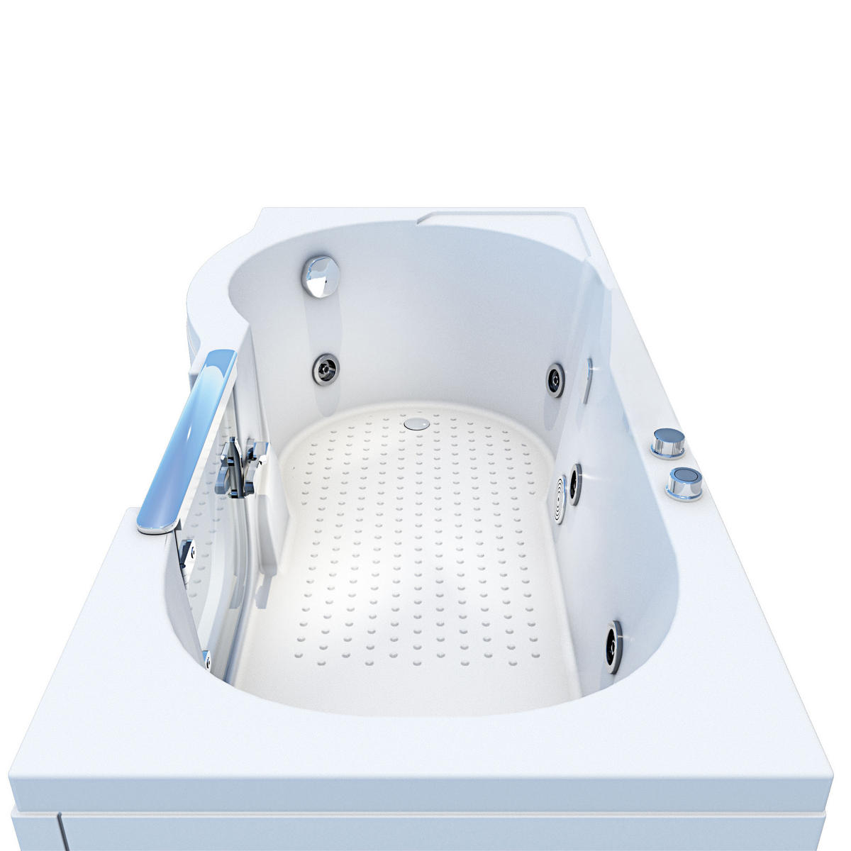 SITZWANNE Whirlpool Badewanne mit Tür S12-WP-R 85x170cm - Weiß, Glas/Kunststoff (170/60/85cm) - AcquaVapore by Sandra Jentho