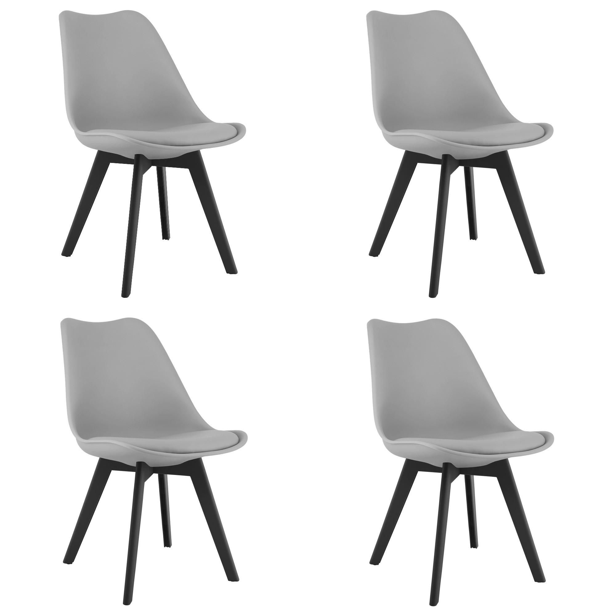 ESSZIMMERSTUHL 4-er Set RIKX grauer Sitz, schwarze Beine - Schwarz/Grau, Kunststoff (49/82/43cm) - Valora
