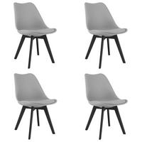 ESSZIMMERSTUHL 4-er Set RIKX grauer Sitz, schwarze Beine - Schwarz/Grau, Kunststoff (49/82/43cm) - Valora