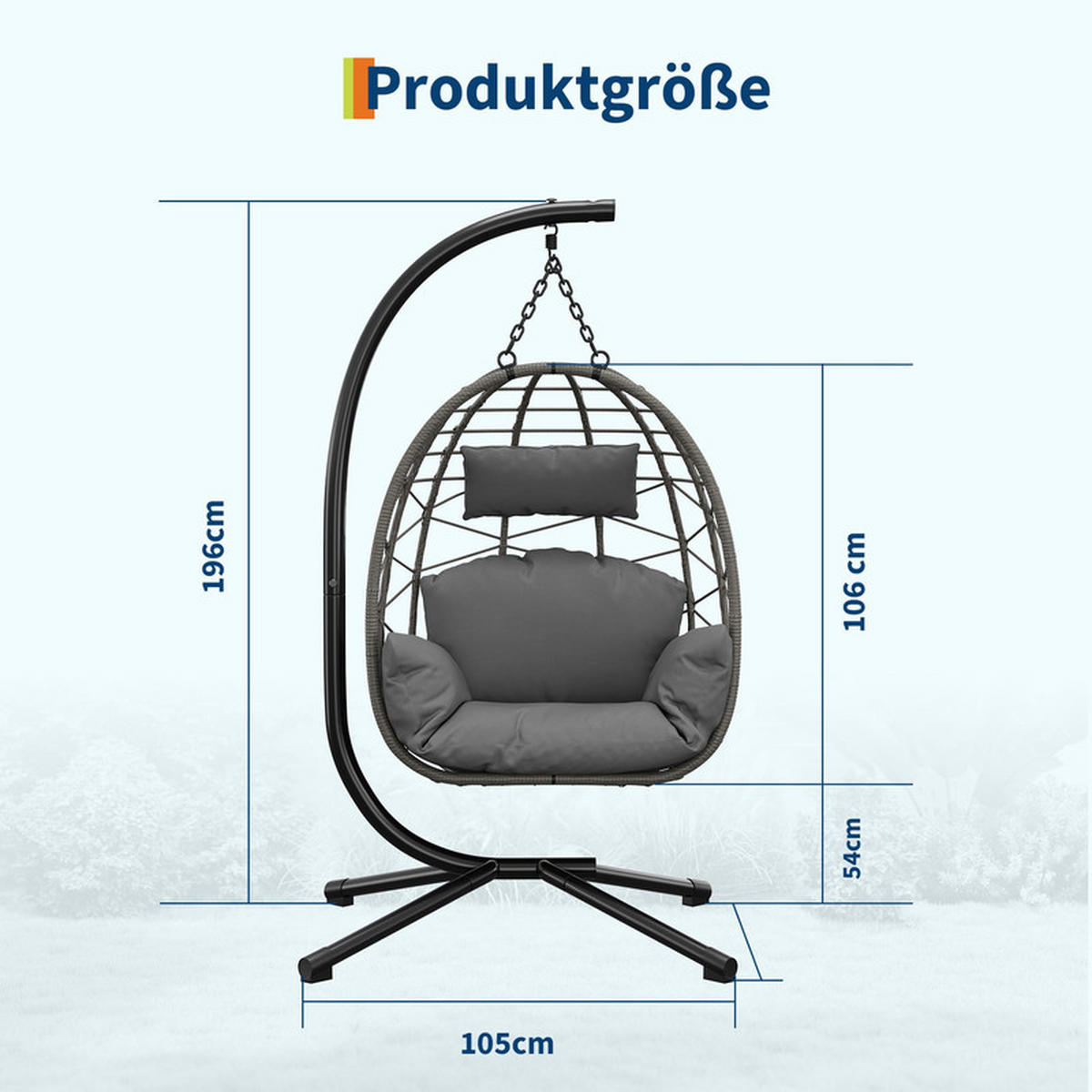 HÄNGESESSEL mit Gestell – 130 kg, wetterfest - Beige, Metall (10.5/19.6/10.5cm) - Auledio