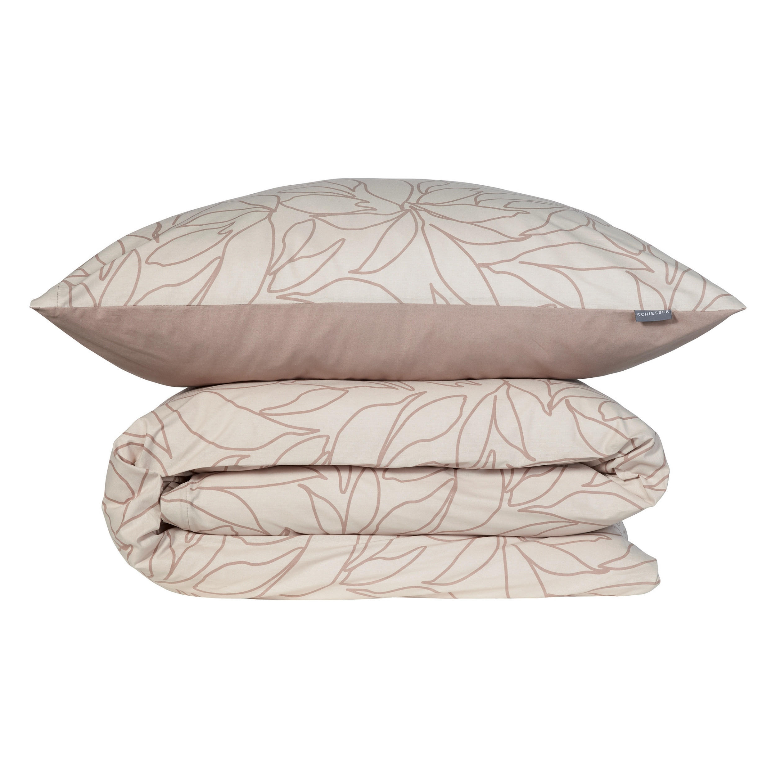 BETTWÄSCHESET Leaves - Renforcé - 2-teilig - 135 x 200 cm - Taupe - Taupe, Textil (135/200cm) - SCHIESSER