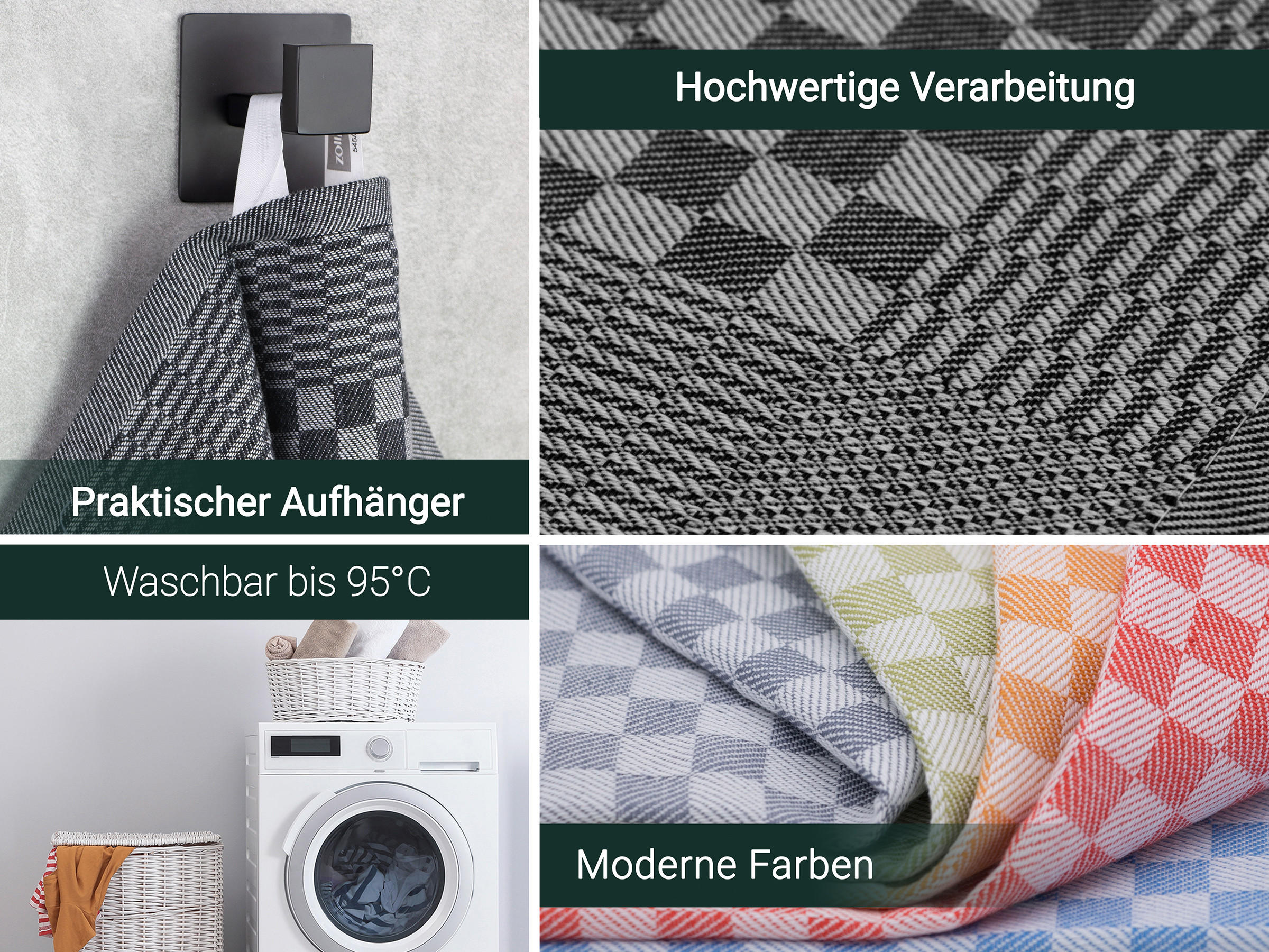 GESCHIRRTÜCHER, 10er-Set, 46x70 cm, 100% Baumwolle, Schwarz - Schwarz, Textil (46/70cm) - Zollner