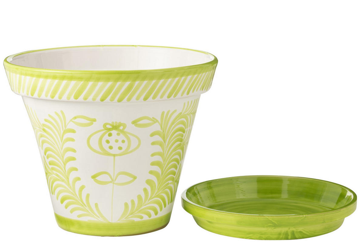 BLUMENTOPF GRANADA PATTERN - Töpferei - Grün - XL - Ø 50 cm - Multicolor, Keramik (50/40cm) - J-Line