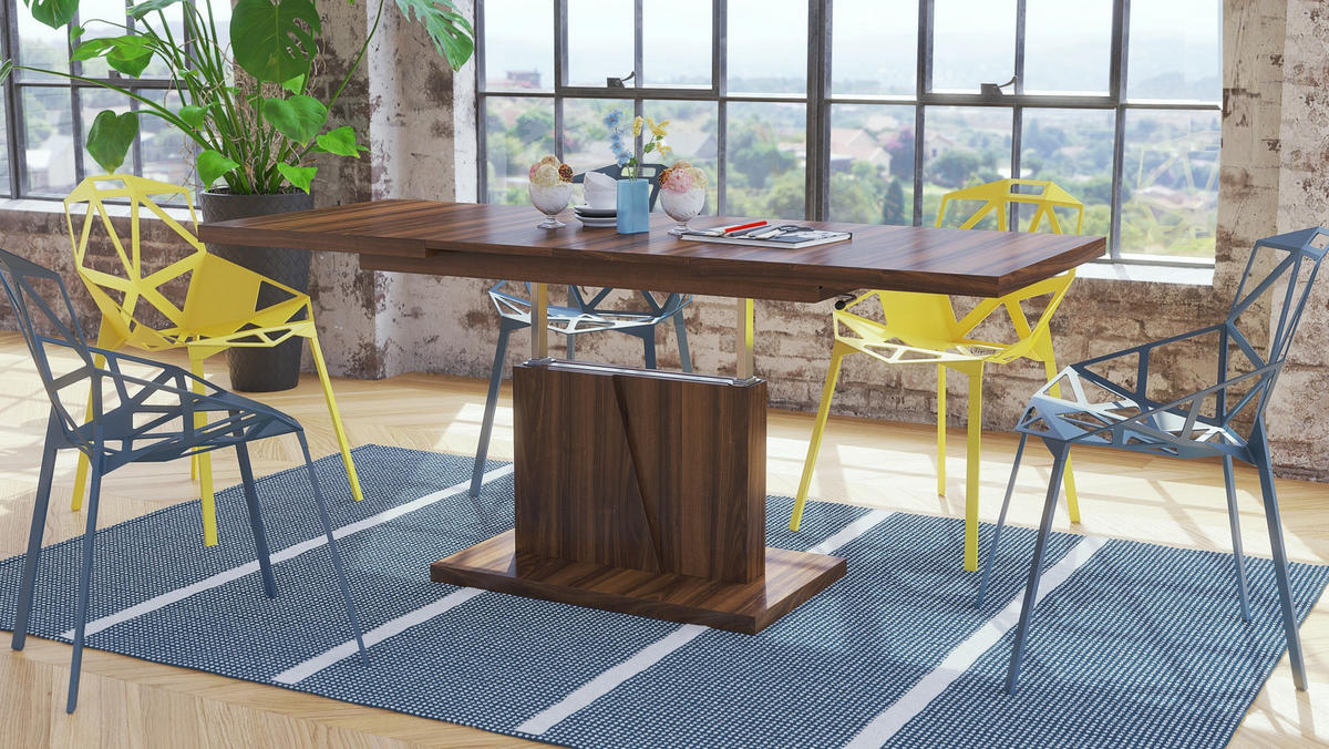 COUCHTISCH rechteckig Nussbaum ausziehbar höhenverstellbar - Nussbaumfarben, Holzwerkstoff (70/120/60cm) - designimpex
