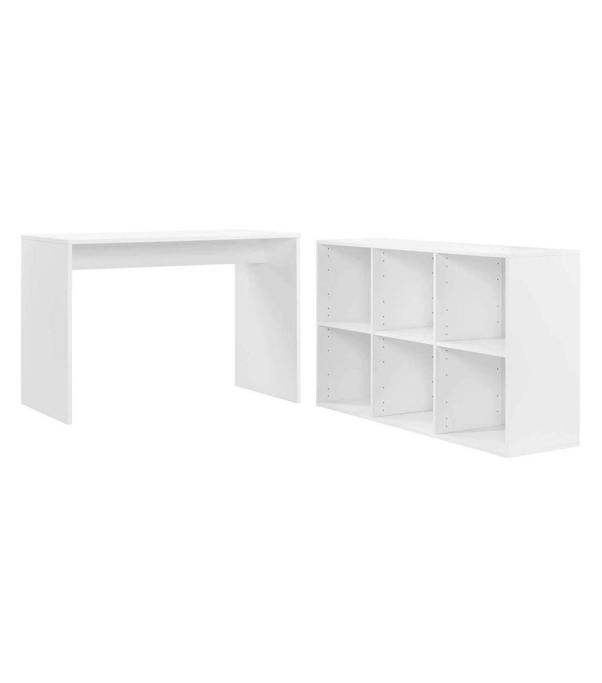 SCHREIBTISCH Der Produktive - Weiß, Holzwerkstoff (54/112/77cm) - Mokebo