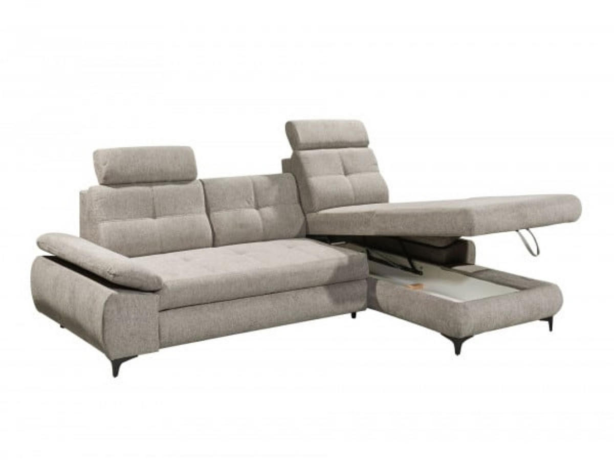 ECKSOFA mit Schlaffunktion und Bettkasten - Silberfarben/Schwarz, Kunststoff/Textil (177/274cm) - ed exciting design