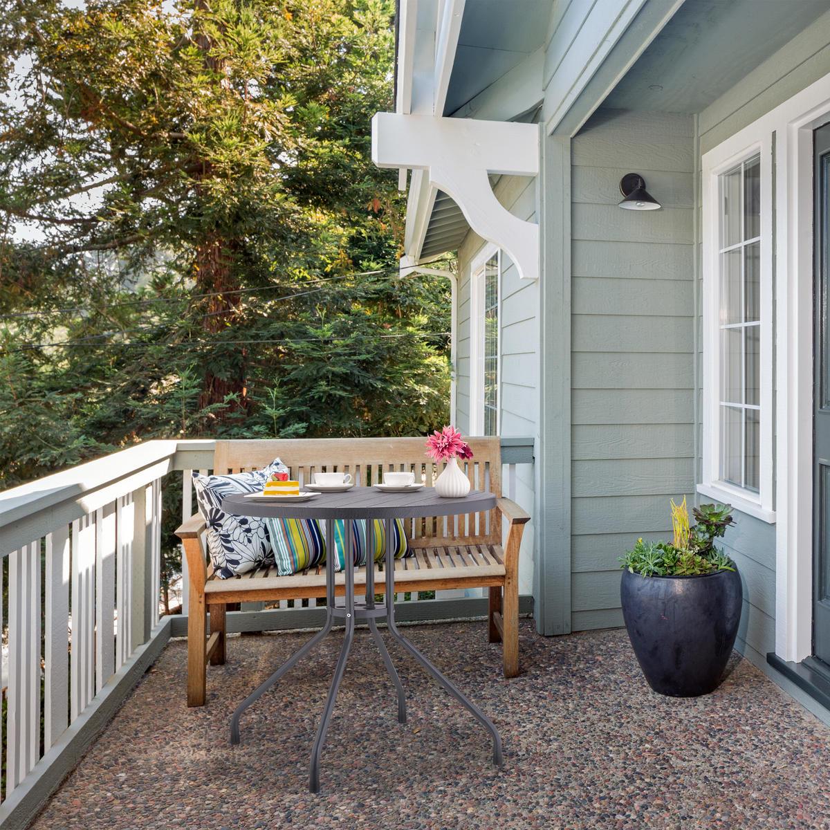 GARTENTISCH - Grau, Kunststoff/Metall (80/80/75cm) - Relaxdays