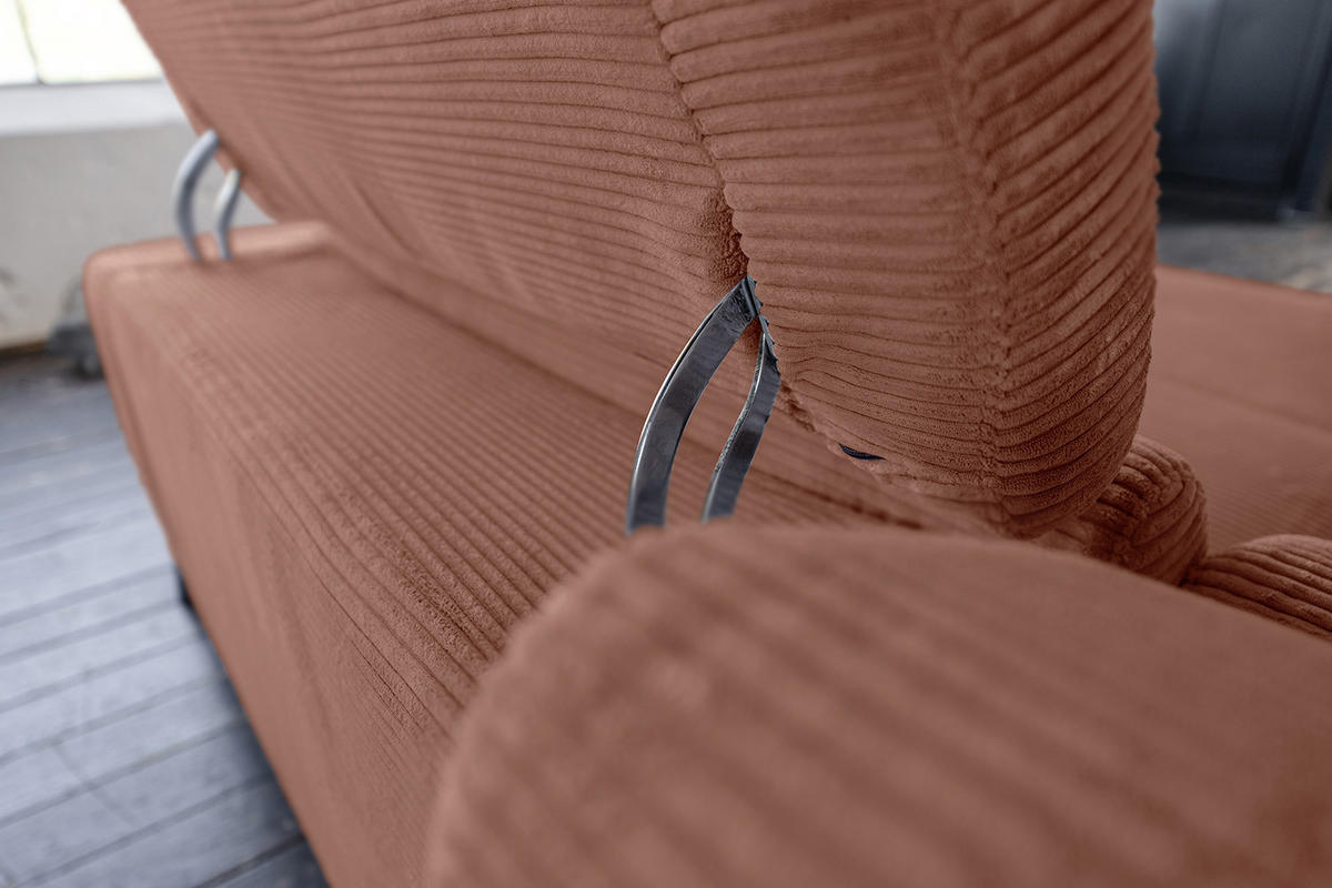 ECKSOFA LAISKA Braun Cord - Dunkelbraun/Schwarz, Textil/Metall (282/177cm) - KAWOLA