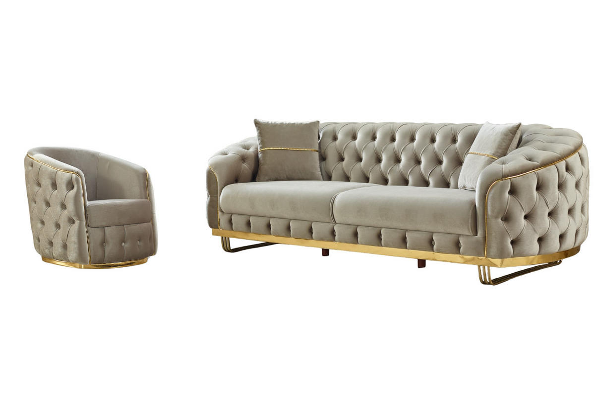 SITZGARNITUR Bellezza Taupe Stellvariante:3+1 - Taupe, Holz (235/85/95cm) - Villa Möbel