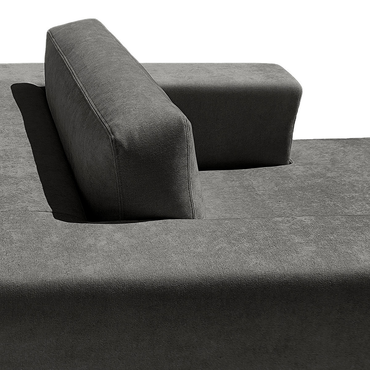 XXL-SESSEL mit Wechselbezug - Webstoff - Dunkelgrau/Schwarz, Holz/Wellpappe (125/63/160cm) - home24