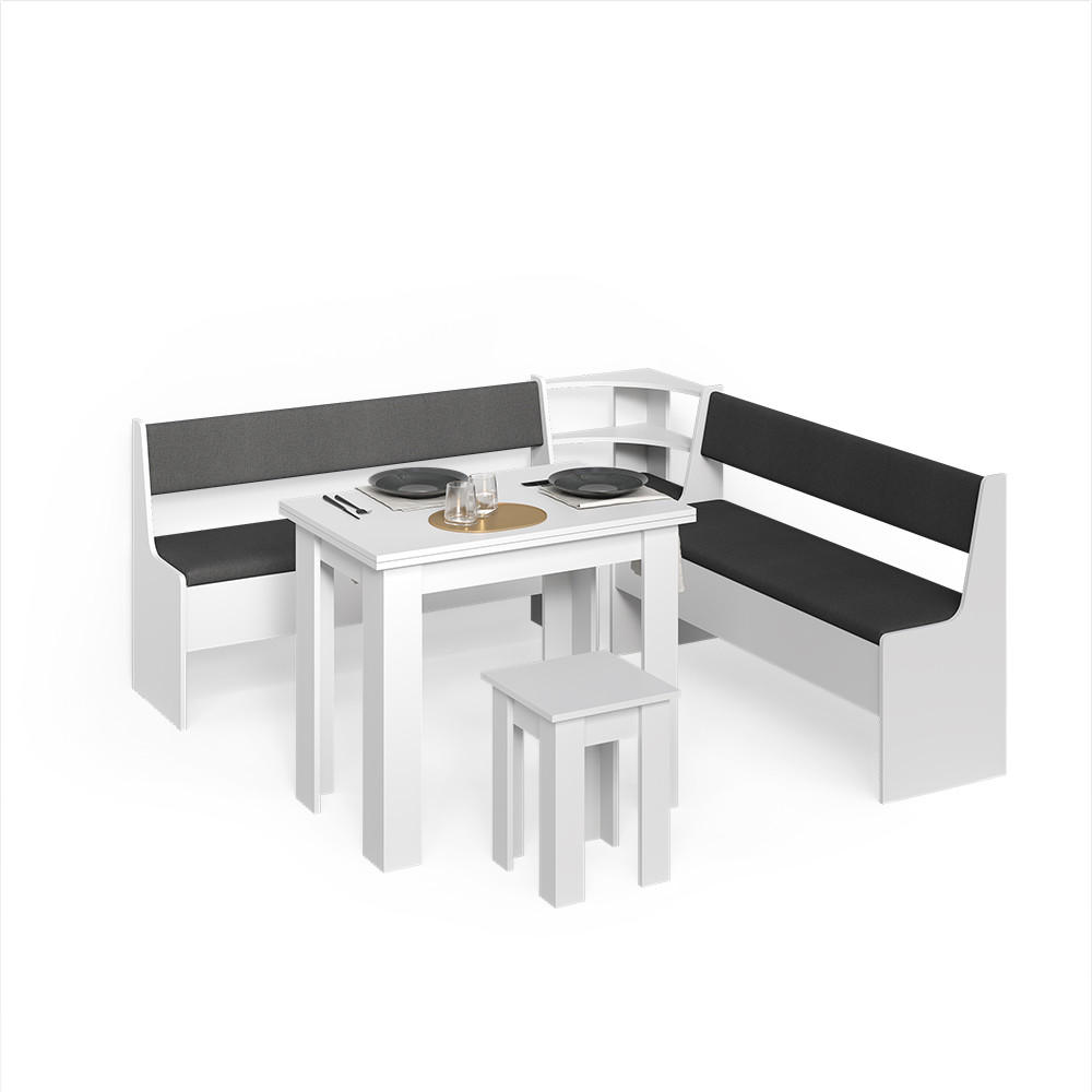 Livinity® ROHOVÁ LAVICE Tiberio Bílá 210 x 210 cm se stolkem