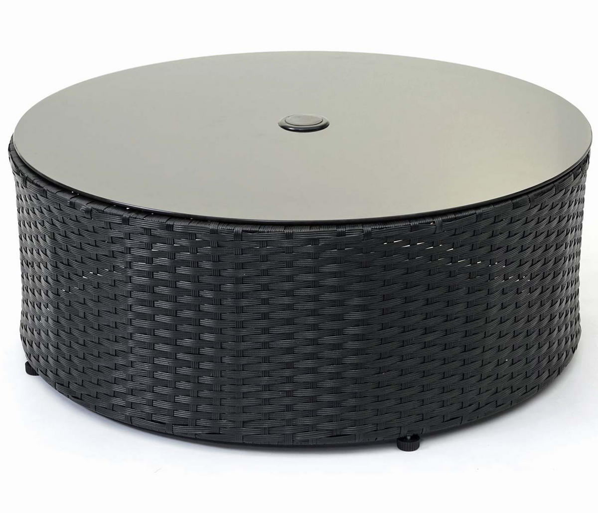 POLY-RATTAN GARNITUR RUND Schwarz, Anthrazit, Orange - Anthrazit/Schwarz, Kunststoff - MCW