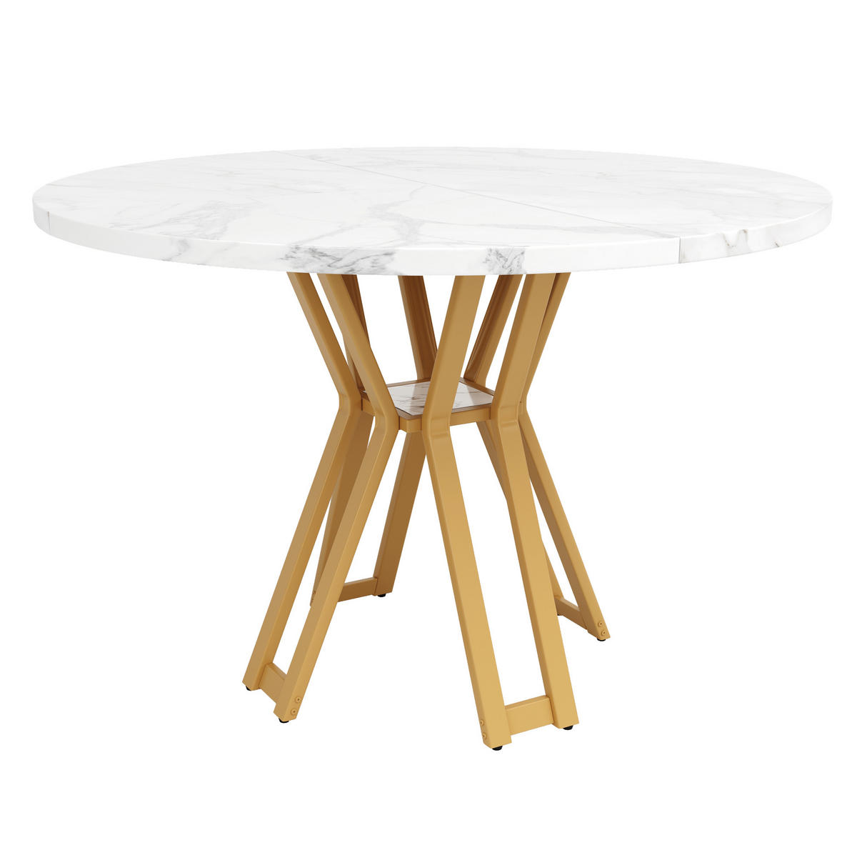 ESSTISCH rund 100x100 cm MDF Marmoroptik Weiß Gold - Goldfarben, Metall (100/100/76cm) - Meubliv