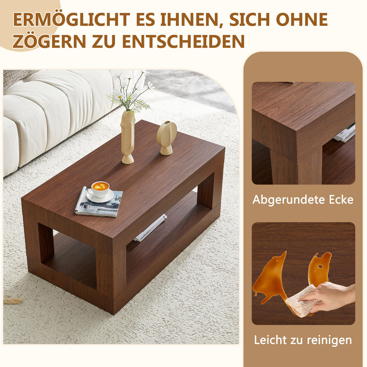 COUCHTISCH Walnuss 93/53/45,5 cm - Walnussfarben, Holzwerkstoff (53/93/45.5cm) - PANGIVO