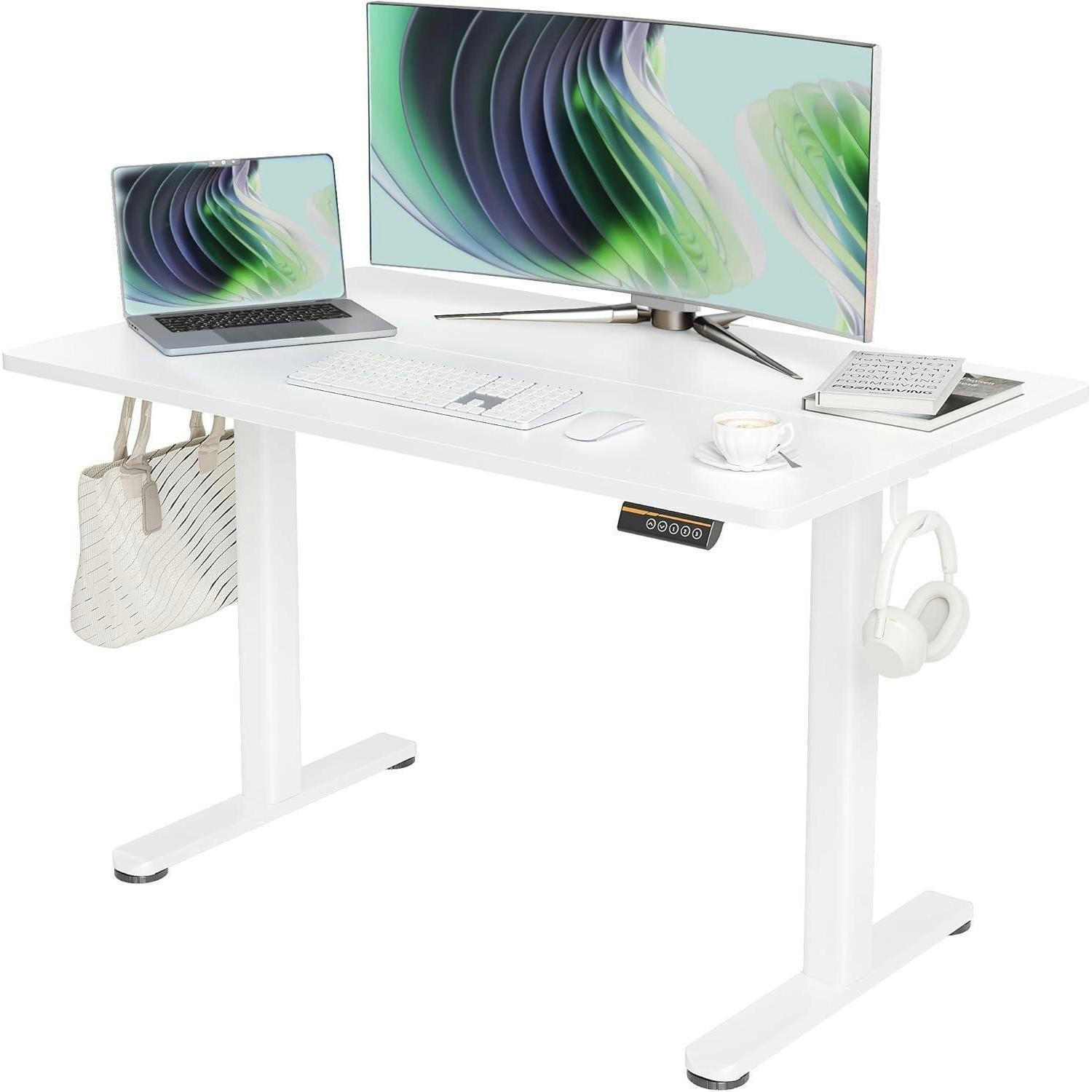 SCHREIBTISCH höhenverstellbar elektrisch 120x60 cm Weiß - Weiß, Metall (60/120/118cm)