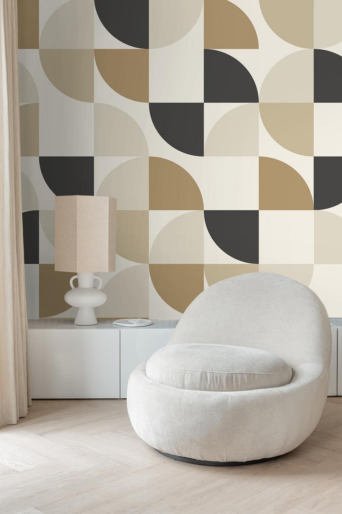FOTOTAPETE geometrische Formen 250 x 279 cm - Beige, Papier (250/279cm) - ESTAhome