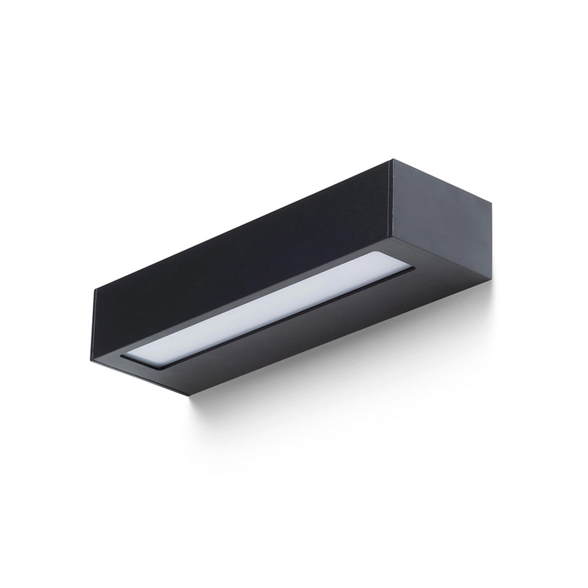 WANDLEUCHTE ASTER 25 schwarz milchfarbenes Acryl 12 W IP65 - Schwarz, Glas (7.6/25/4.6cm)