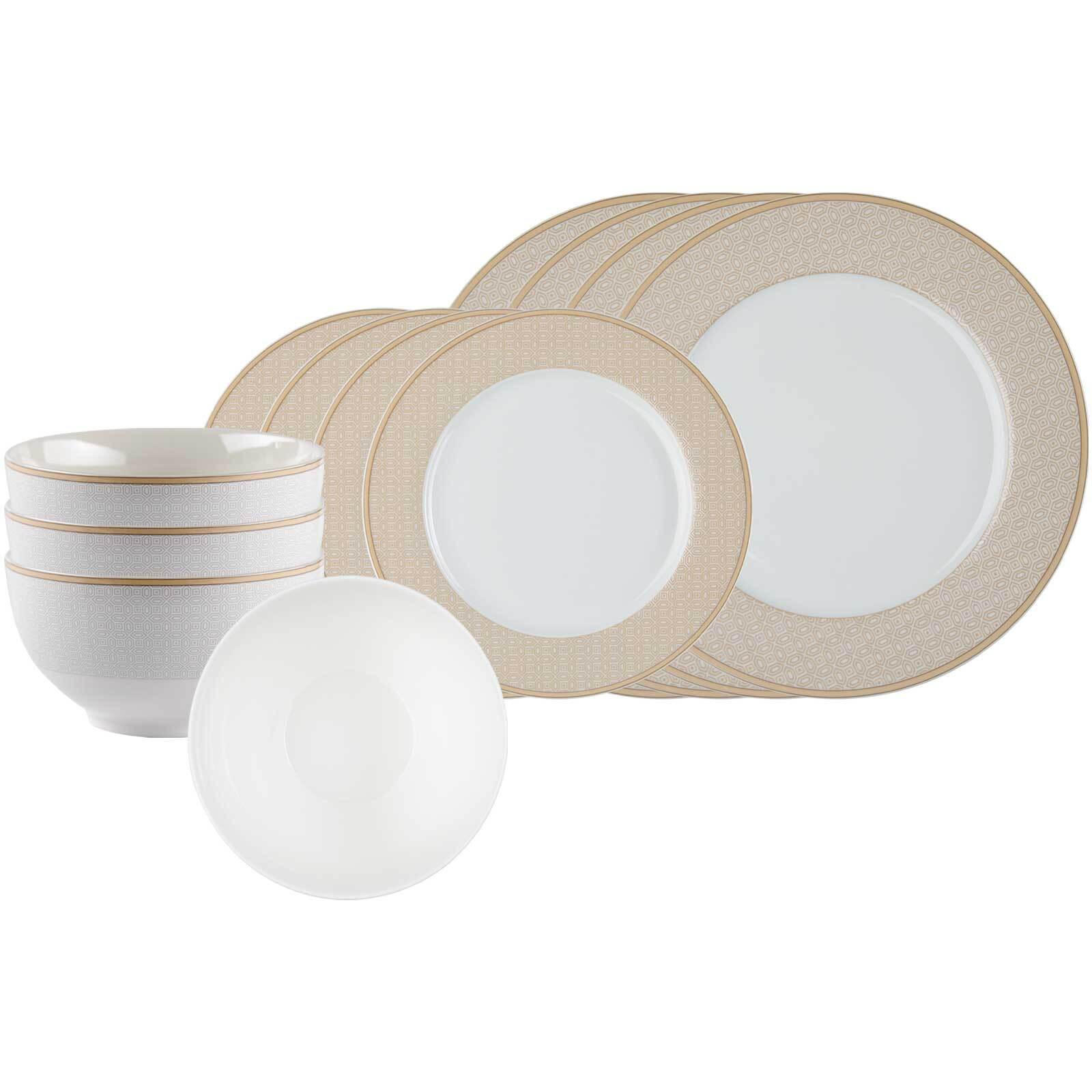 BASIC-SET Geo beige 12er Set - Beige, Keramik (2/2/2cm) - Ritzenhoff Breker