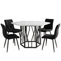 ESSGRUPPE DE-39172 sechseckiger Tisch mit 4 Stühlen Schwarz - Schwarz, Holzwerkstoff (115.5/75/100cm) - ComfortXL