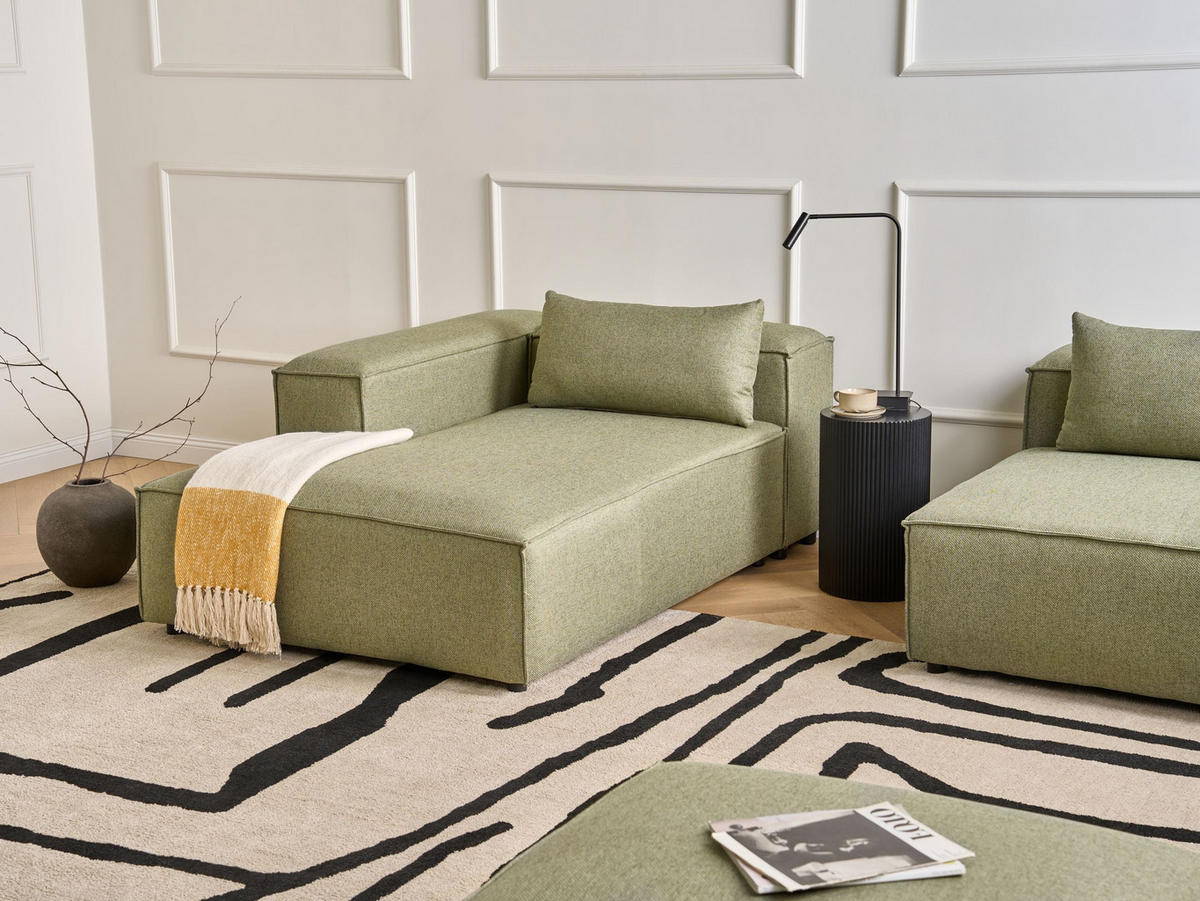 CHAISELONGUE-RECHTSSEITIGE Stoff Olivgrün Brande - Olivgrün, Textil (122/70/184cm) - Beliani