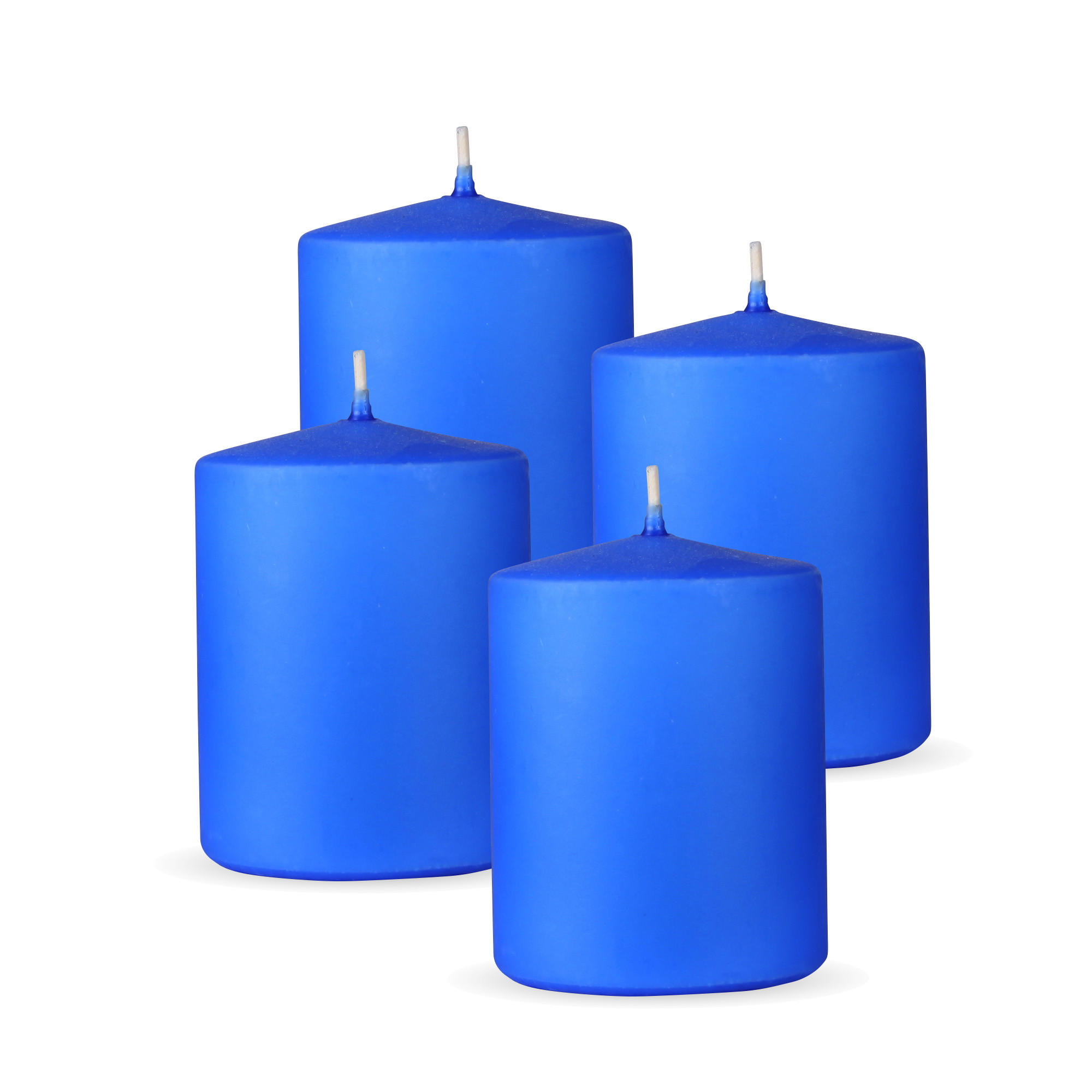 STUMPENKERZEN 4er Pack "Dunkelblau", Größe Ø7cm x Höhe: 8 cm - Dunkelblau, Naturmaterialien (7/8cm) - Bestlivings