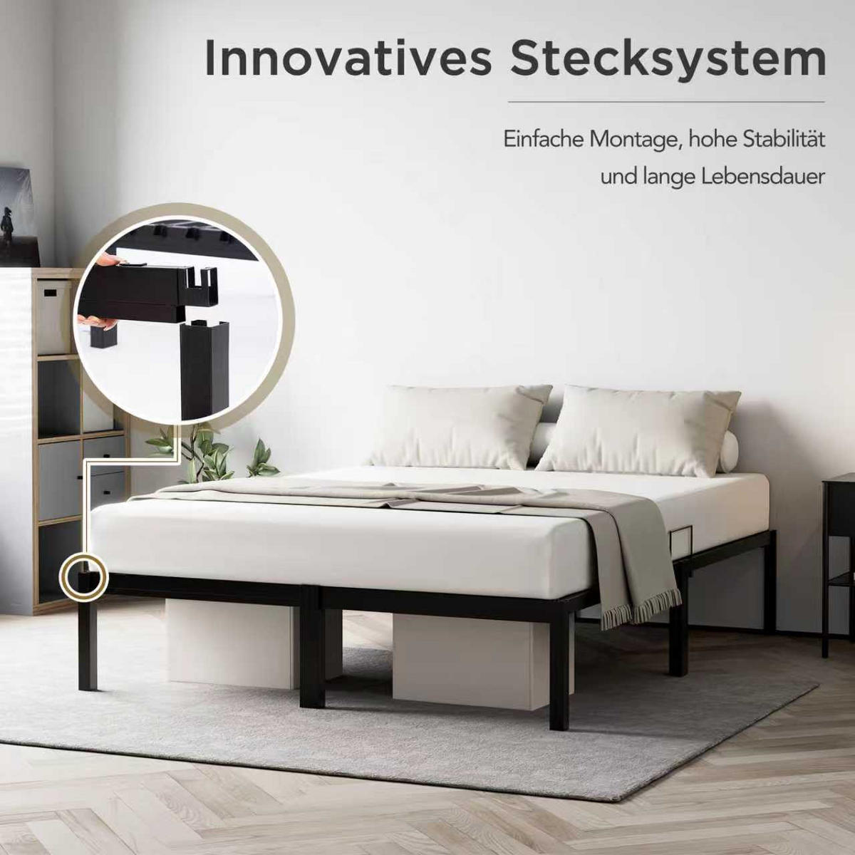 METALLBETT 140x200 cm - Schwarz, Metall (140/200cm) - HOMAVO