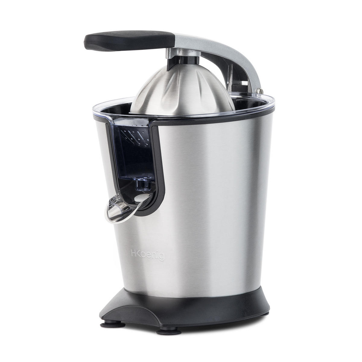 ZITRUSPRESSE AGR80 Silber, Hebel und Filter aus Edelstahl, Anti-Tropf-System, BPA-frei - Silberfarben, Metall (18.5/29/25.5cm) - HKoenig