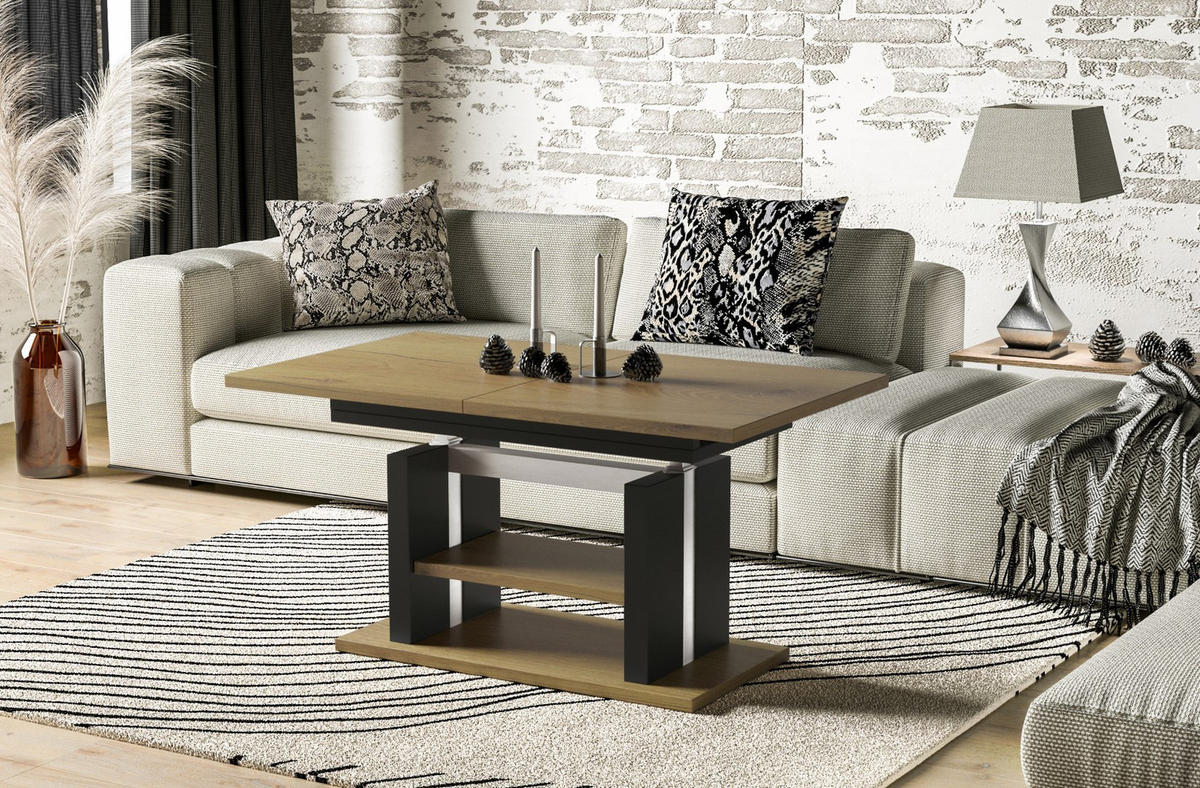 COUCHTISCH Dior höhenverstellbar ausziehbar bis 170 cm - Eichefarben, Holzwerkstoff (110/65/58cm) - Endo-Moebel