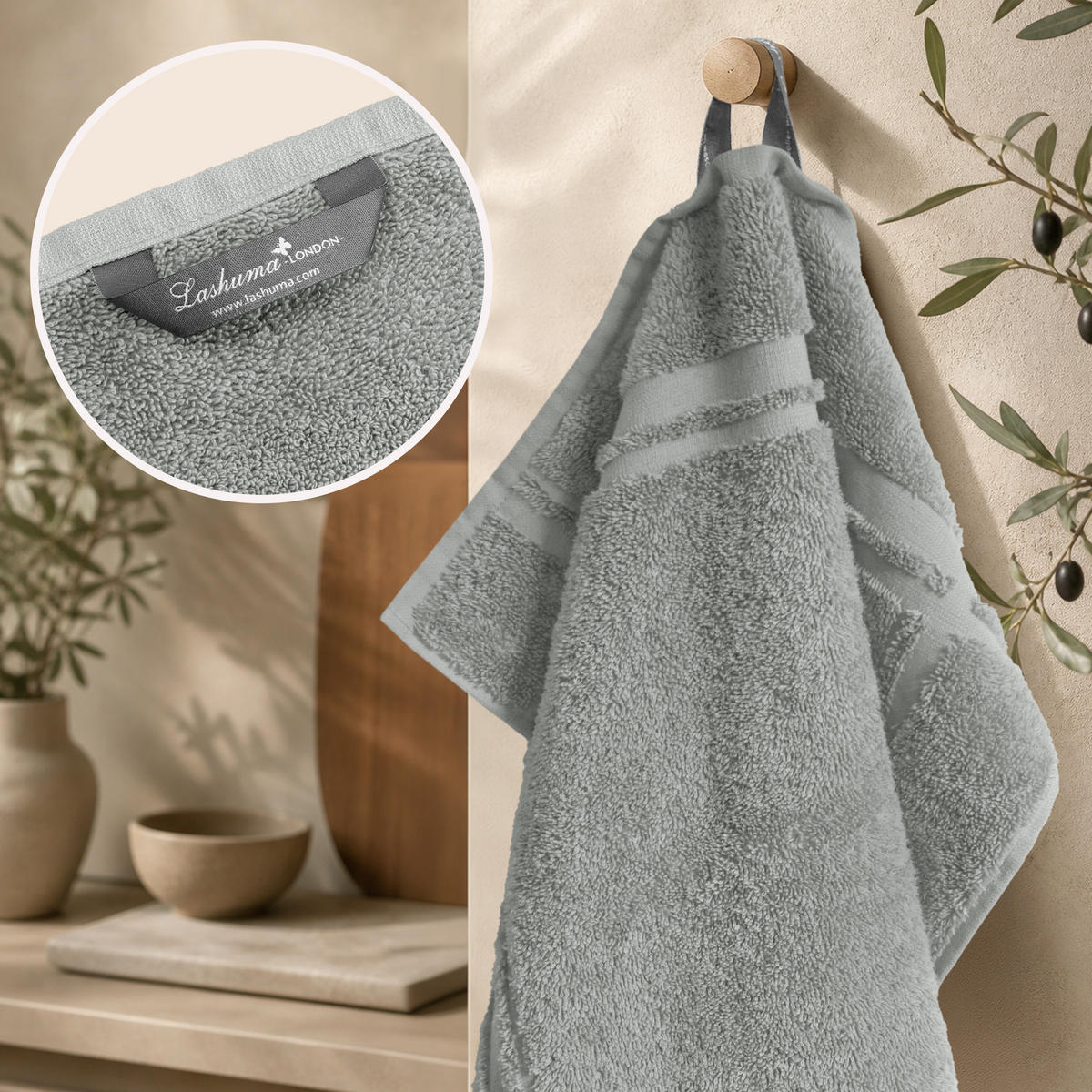 FROTTEE Küchenhandtücher 50x50 cm, 4er Set, Stein Grau - Grau, Textil (50/50cm) - Lashuma