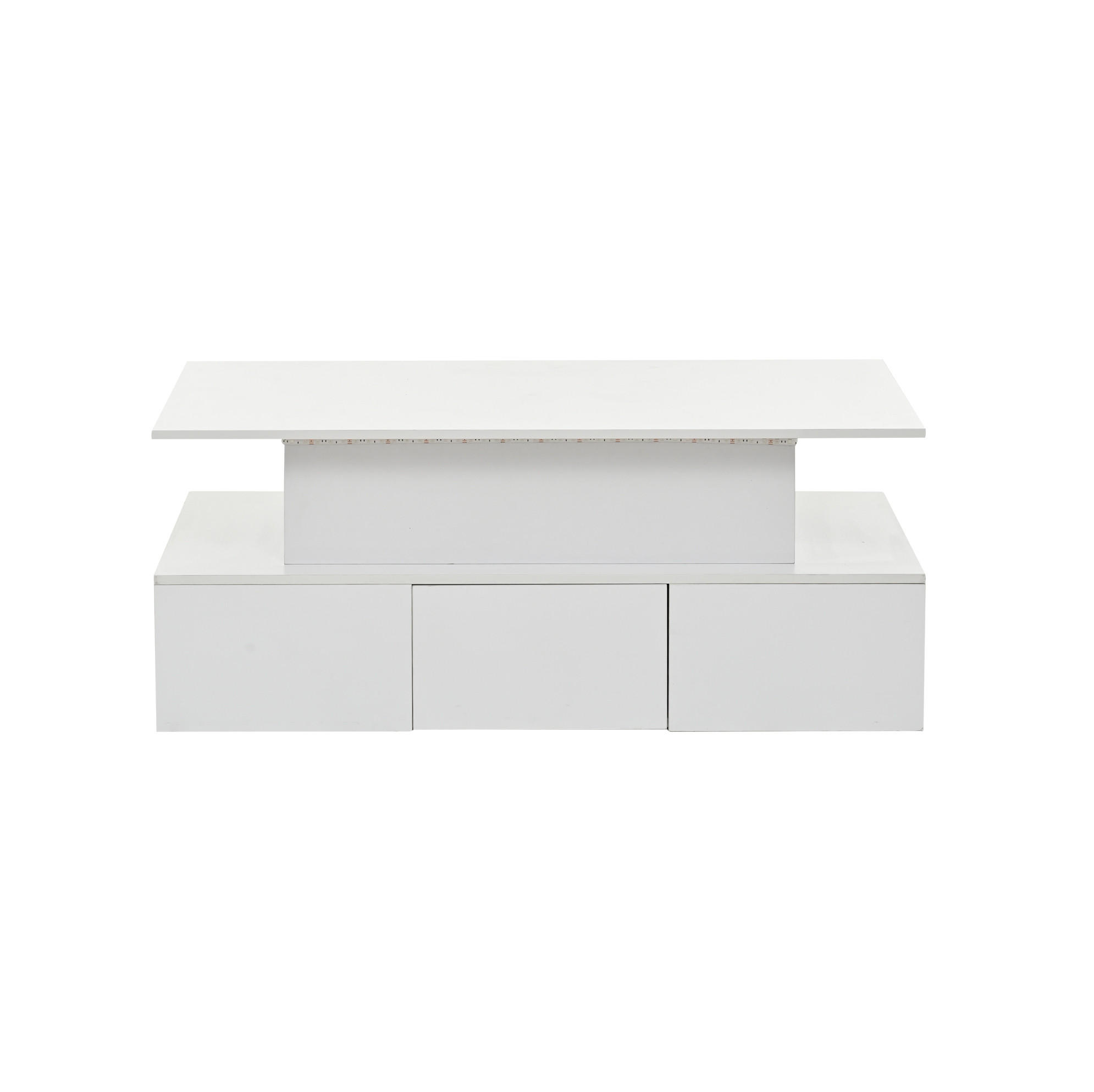 COUCHTISCH 100/50/40 cm in Weiß mit Liftfunktion und LED-Beleuchtung - Weiß, Holzwerkstoff (100/50/40cm) - Flora Grace