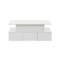 COUCHTISCH 100/50/40 cm in Weiß mit Liftfunktion und LED-Beleuchtung - Weiß, Holzwerkstoff (100/50/40cm) - Flora Grace