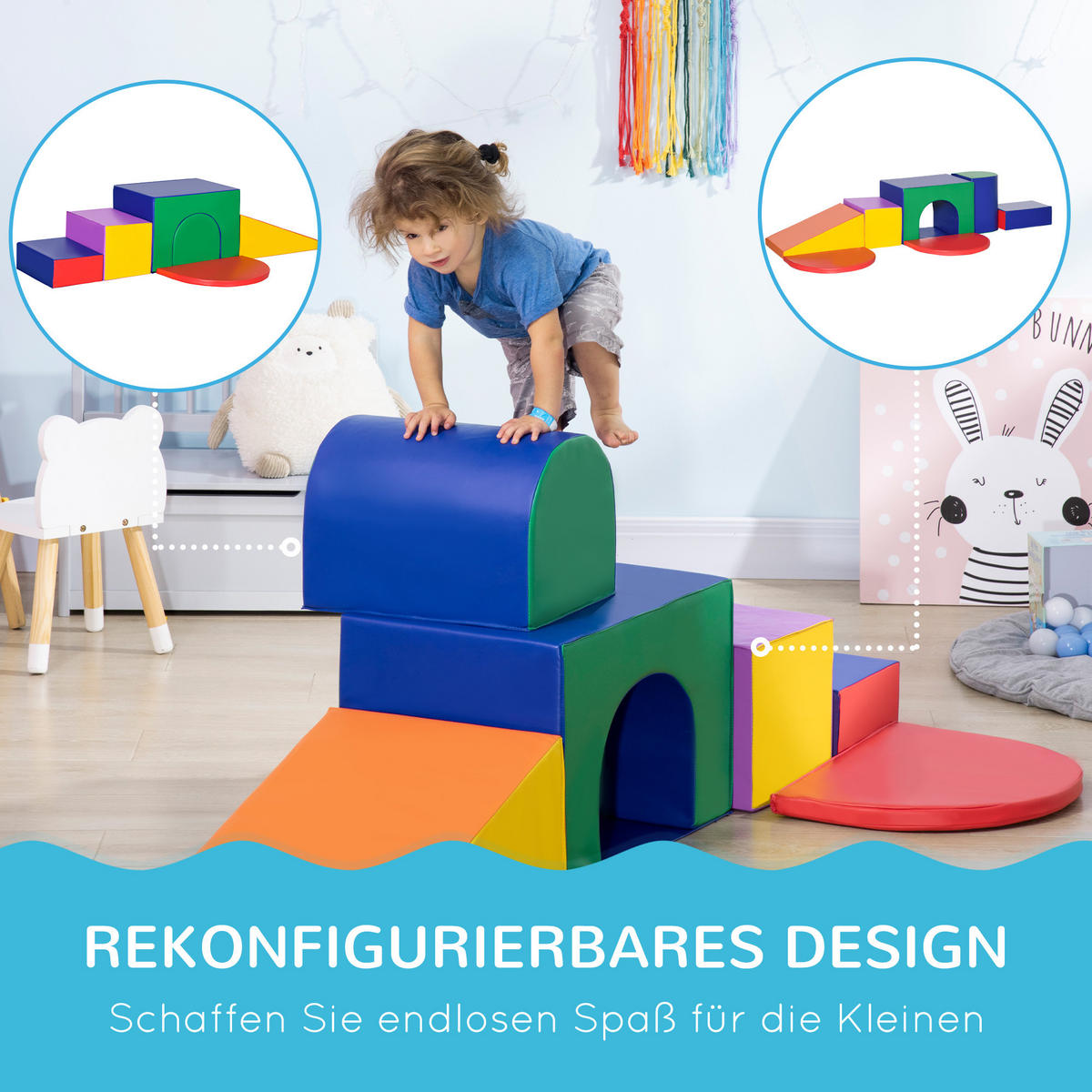 BAUSTEINSET - Multicolor, Kunststoff (130/40/170cm) - HOMCOM