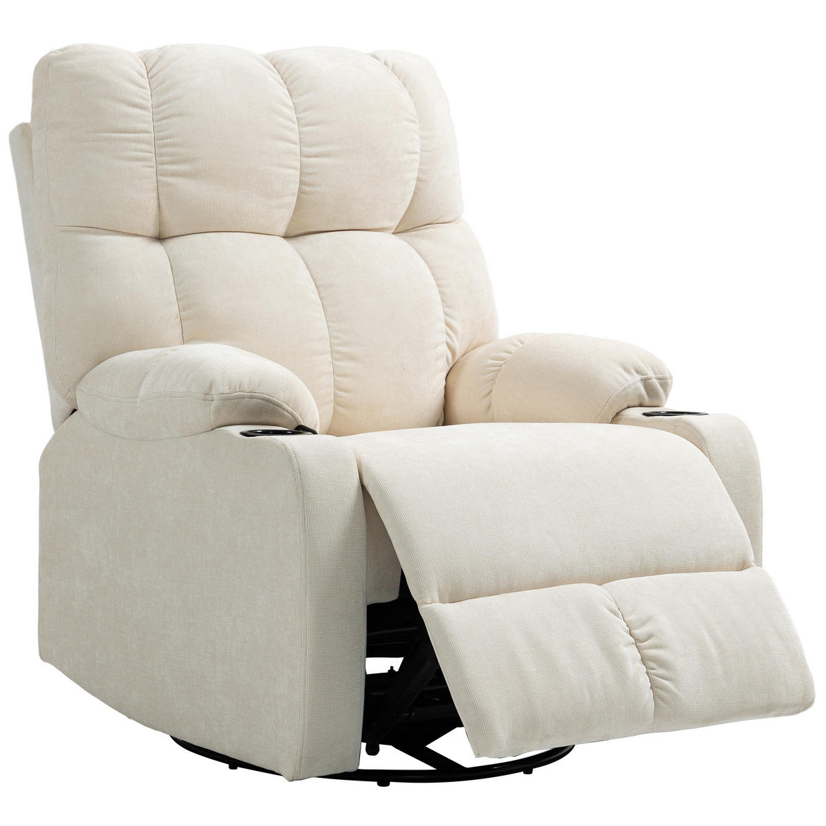 RELAXSESSEL DE-06307 mit Fußstütze, drehbar, Schaukelfunktion Beige - Beige, Textil/Metall (96/108/88cm) - ComfortXL