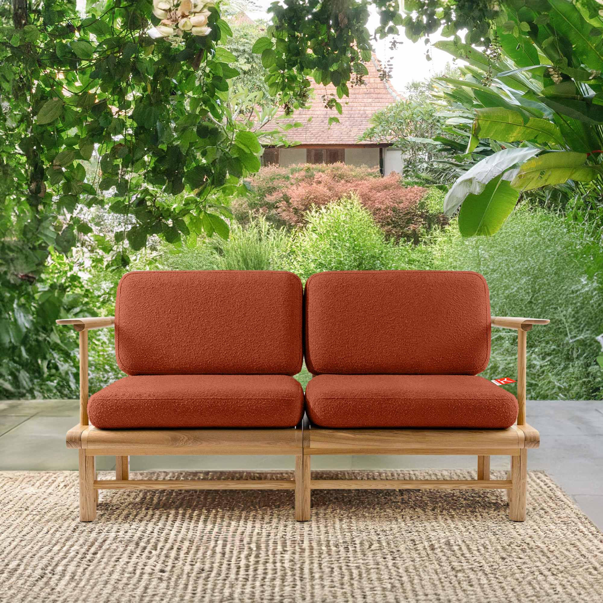 GARTENSOFA ATREDA 2-Sitzer - Orange, Holz/Textil (160/74/80cm) - KONSIMO®