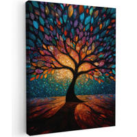 LEINWANDBILD Mosaik - Bunt - Baum - Äste Wandbild Wohnzimmer 60x80 cm - Multicolor, Textil (60/80cm) - MuchoWow