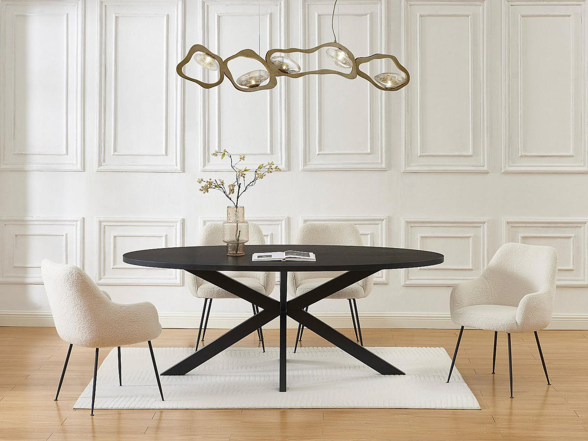 ESSTISCH - 8 Personen - Holz, Platte - Schwarz - LINIOMA - Schwarz, Holz (100/200/76cm) - Vente-Unique