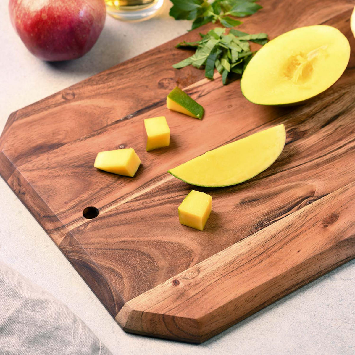 SCHNEIDEBRETT, 5 Stück, 8-eckig, Akazie - 28 x 20cm - Naturfarben, Holz (20/28cm) - Kesper