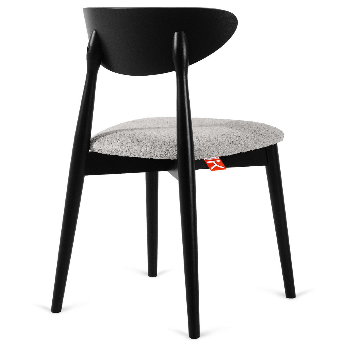 HOLZSTUHL RABI Küchenstuhl, 2-er Stuhl, Bouclé - Schwarz/Grau, Holz/Textil (47/79/45cm) - KONSIMO®