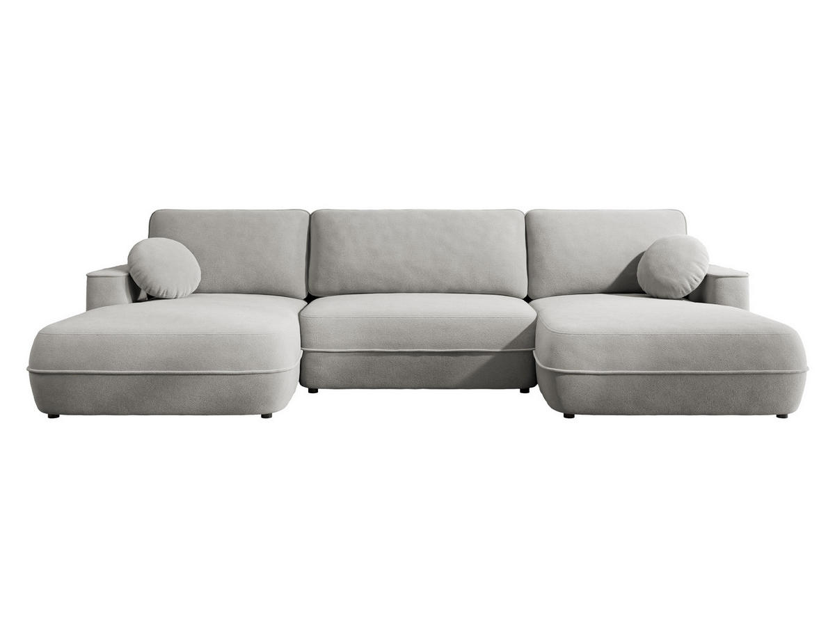 WOHNLANDSCHAFT Fuego U - Hellgrau/Schwarz, Holz/Kunststoff (364/87/168cm) - MIRJAN24