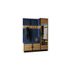 GARDEROBE ROJ 20 - 159,6x205x39cm Eiche Craft Gold + Stoff Blau - Honigeiche/Dunkelblau, Holzwerkstoff (159.6/205/39cm) - Kier Furniture
