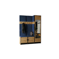 GARDEROBE ROJ 20 - 159,6x205x39cm Eiche Craft Gold + Stoff Blau - Honigeiche/Dunkelblau, Holzwerkstoff (159.6/205/39cm) - Kier Furniture