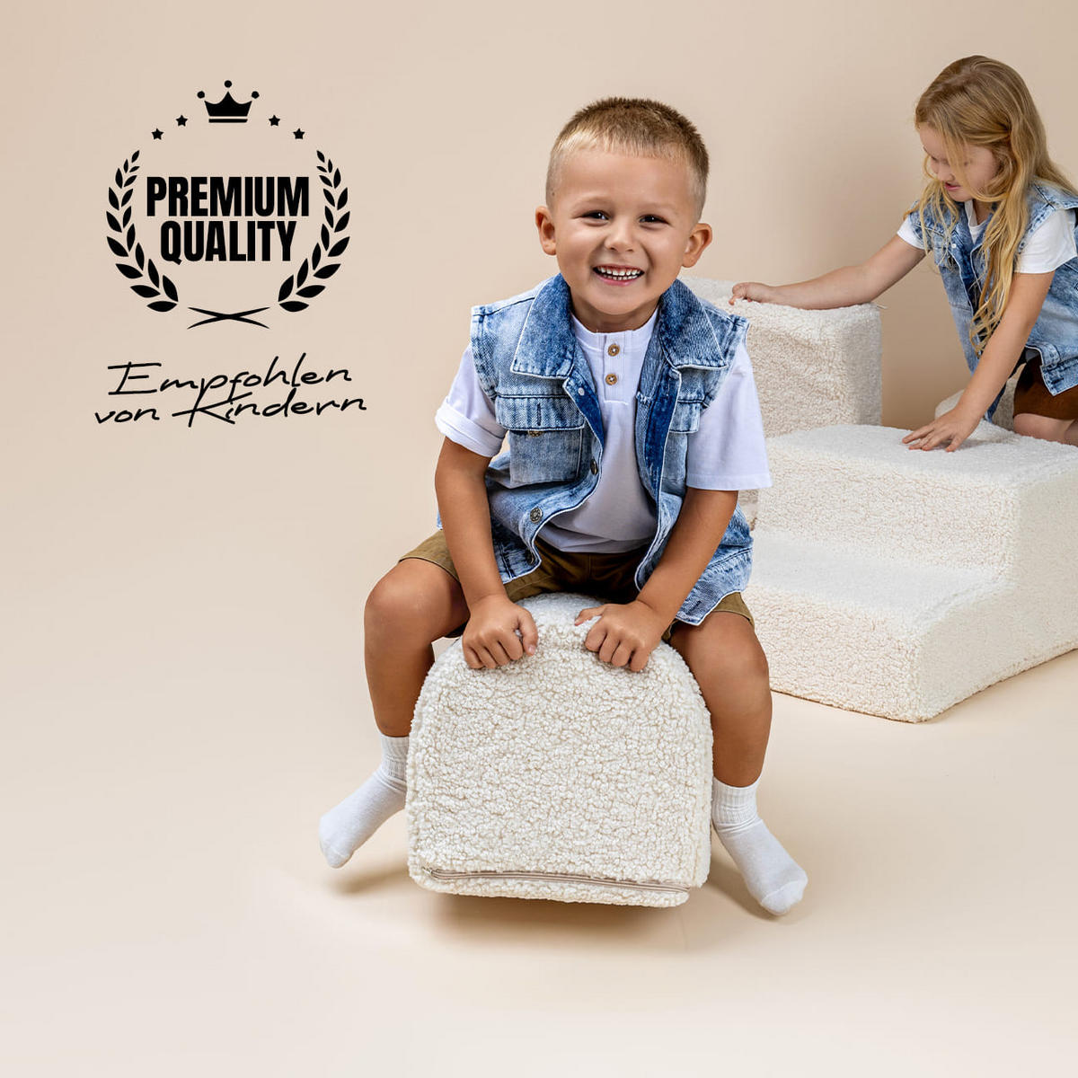 SCHAUMSTOFF-BAUSTEINE für Kinder, Shape, Bearly, Grau - Greige, Textil (45/30/169cm) - MeowBaby