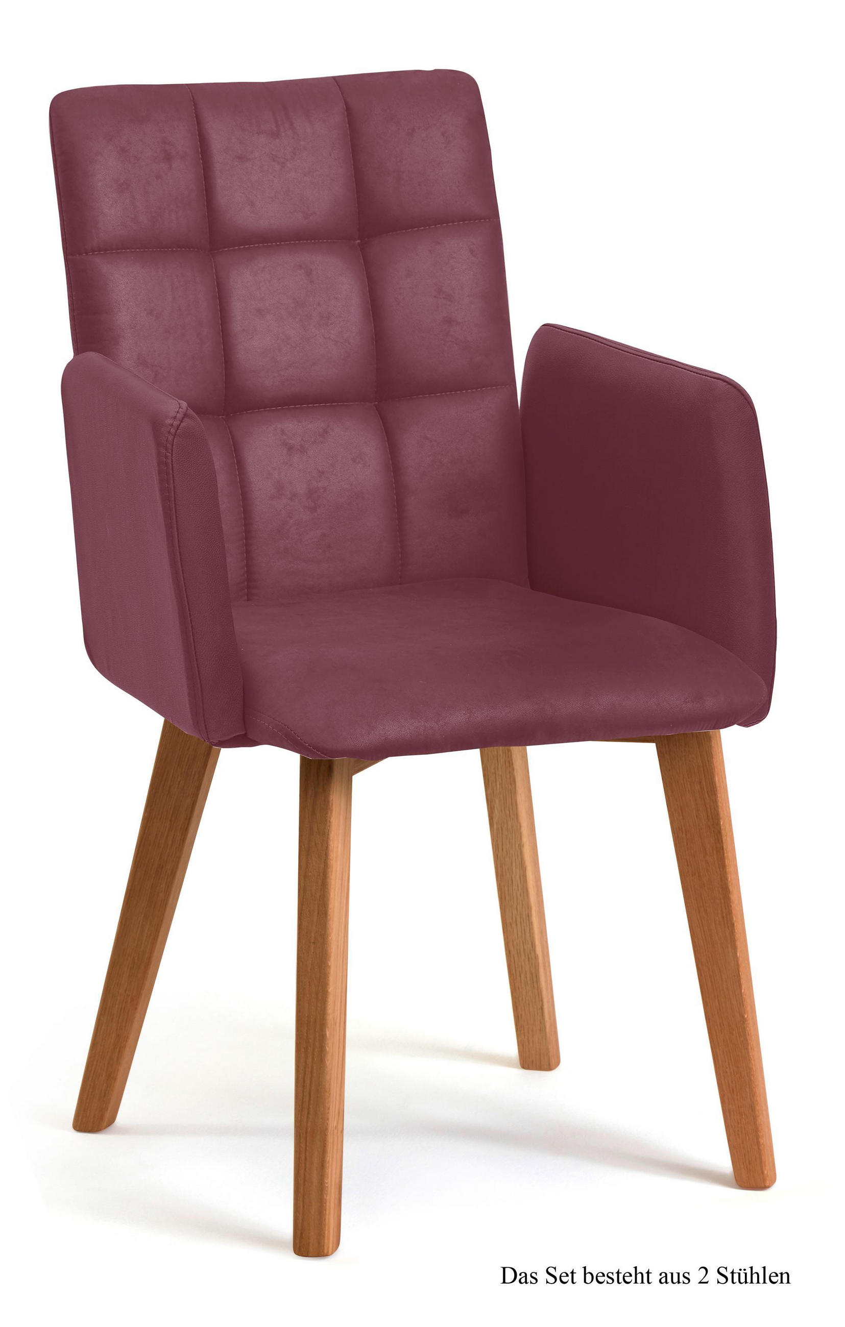 ARMLEHNSTUHL (2er-Set) Dareia 52x91x60 Eiche geölt/Marsala - Eichefarben/Brombeere, Kunststoff (60/91/52cm) - 58aufmkessel