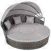 RATTAN SONNENINSEL Santorin,variabel aufstellbar,grau - Grau, Kunststoff (171/136/175cm) - tectake