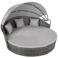 RATTAN SONNENINSEL Santorin,variabel aufstellbar,grau - Grau, Kunststoff (171/136/175cm) - tectake
