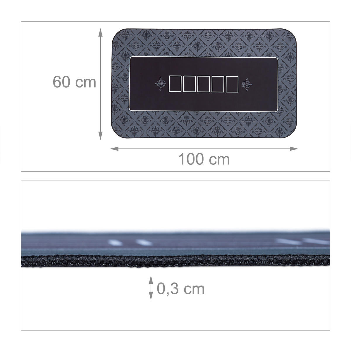 POKERMATTE - Anthrazit, Kunststoff/Textil (100/60cm) - Relaxdays