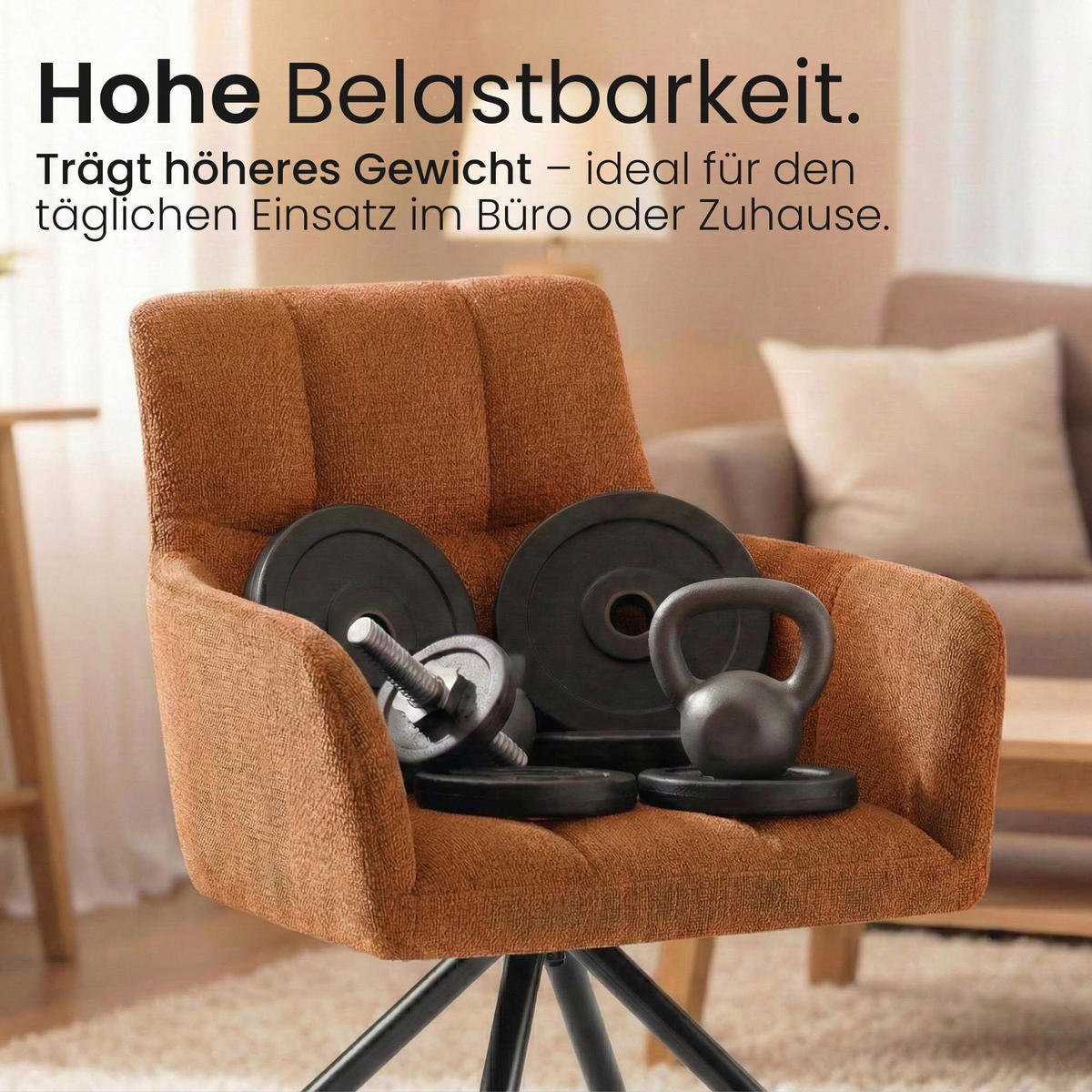 ARMLEHNENSTUHL Stoff Orange - Schwarz/Orange, Textil/Metall (59/87/59cm) - CLP